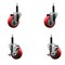 Service Caster 3.5'' SS Red Poly Wheel Swivel 3/4'' Expanding Stem Caster Set 2 Brakes, 4PK SCC-SSEX20S3514-PPUB-RED-2-TLB-2-34 - alternate 1